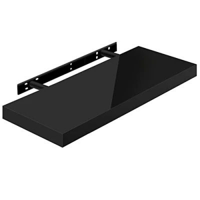 Image of WOLTU Volato RG9478sz Wall Shelf Floating High Gloss Black CD DVD Bookshelf Wooden Board 60 x 22.9 3.8 cm