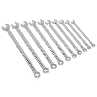 Image of Sealey Premier Combination Spanner Set 10pc Extra Long Metric