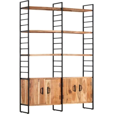 Image of vidaXL 4 Tier Bookcase 124x30x180 cm Solid Acacia Wood
