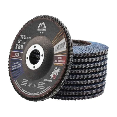 Image of Merryland Flap Disc 125 Metal for Angle Grinder, 125mm 80 Grit T29 Wheel 10 Pieces, Blue Zirconium Corundum INOX Stainless Steel Iron Universal 5 inch, Craft Line FC1108414