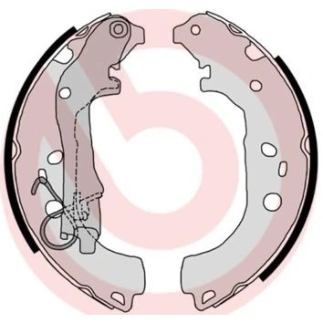 Image of 77363946E Brake Shoes BREMBO S 23 518 229mm 42mm with handbrake lever FIAT: Doblo II Box Body / Estate, I Cargo, Fiorino III Estate