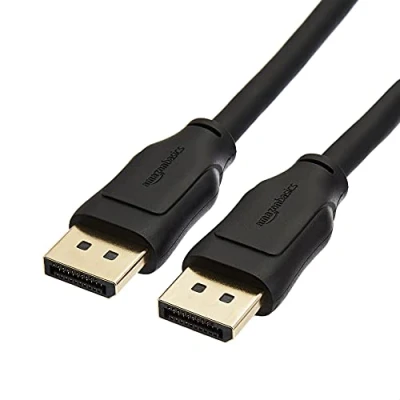 Image of Amazon Basics DisplayPort 1.4 Cable, 32.4Gbps High Speed, 8K@60Hz, 4K@120Hz, Dynamic HDR and 3D, Gold Plated Plugs, 1.8 m, Black