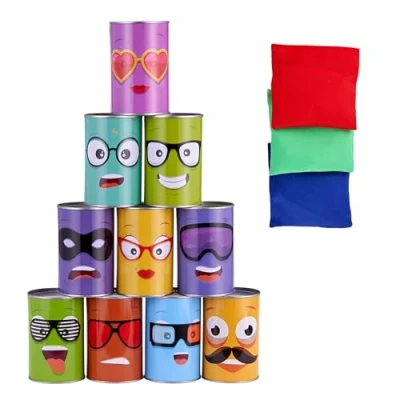 Image of The Twiddlers Hit Tin Can Alley Party Toss Game, 13 Pieces Fairground Target Throwing Family Fun for Kids &amp; Adults
