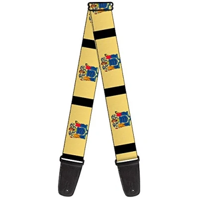 Image of Buckle Down Guitar Strap New Jersey Flags Black 2 Inches Wide