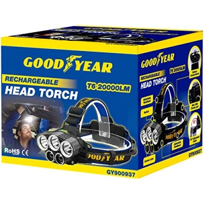 Image of Goodyear Head Light Torch Lamp Headlamp LED Rechargeable Flashlight 20000LM for Camping Car Repair Cycling