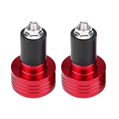 Image of Qiilu Universal Anti Vibration Handlebar End Caps Pair of 22 mm Aluminium Motorcycle (Red)