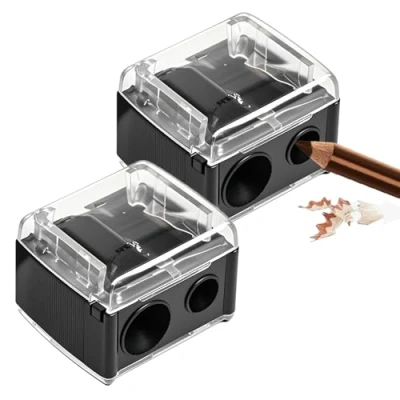 Image of 2 PCS Eyeliner Sharpener,2 Holes Makeup Sharpener,Compact Eyebrow Pencil Sharpener for Various Sizes of Pencil,Eyeliner,Lip Liner etc,Easy to Clean(Black)