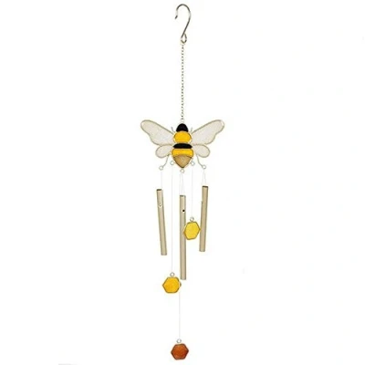 Image of Something Different Bee And Honeycomb Windchime (One Size) (Yellow)