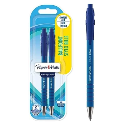 Image of Paper Mate Flexgrip Ultra Retractable Ballpoint Pens Medium Point (1.0mm) Blue 2 Count