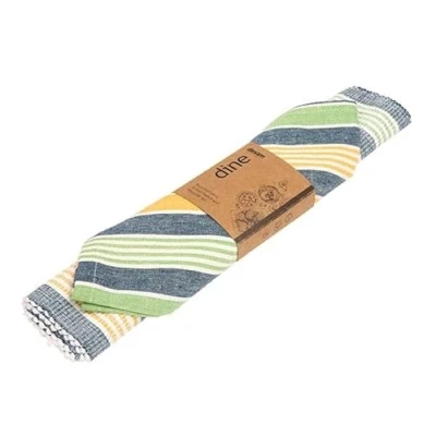 Image of Dexam Sintra Recycled Cotton Striped Napkin and Placemat Set Blue