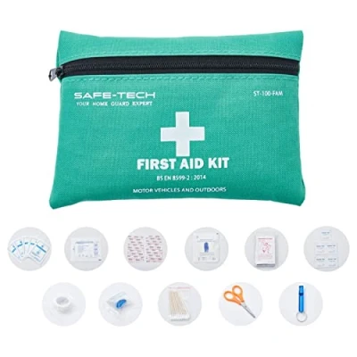 Image of SAFE TECH 29 Pieces First Aid Kit for Emergency Preparation, Includes Instant Cold Pack, Blanket Motor Vehicle and Outdoor, BS EN 8599 2:2014