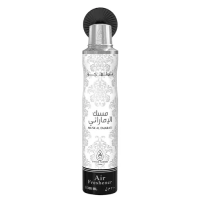 Image of Musk Al Emarati Air Freshener by French Arabian Perfume 300ml Authentic Arabic Fragrance with Musky Amber Floral Long Lasting Ozone Friendly CFC Free Made in UAE