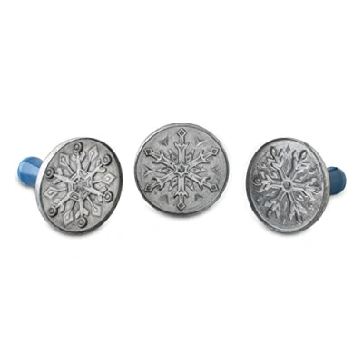 Image of Nordic Ware Snowflake Cookie Stamps (Set of 3), Sturdy Cast Aluminium Stamp Set, Press Set Made in The USA, and Durable Biscuit Maker Grey/Blue