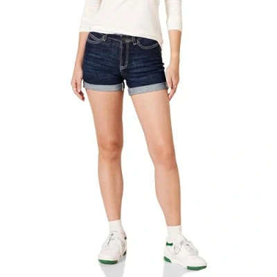 Image of Amazon Essentials Women&#039;s Mid Rise Slim Fit 4&quot; Denim Shorts, Dark Wash, 16