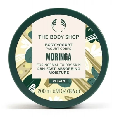 Image of The Body Shop Moringa Yogurt (1x 200ml), Fast Absorbing Moisturiser for Dry Skin, Lightweight Lotion, Gel Cream, 48H Hydrating Moisturiser, Cream Normal to Vegan Care