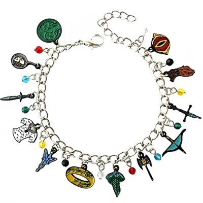 Image of STKTFKK Lord the Ring Charm Bracelet Original Design Elven Leaf Arwen Evenstar Gifts for Men Woman Girl, One Size, Metal, no gemstone