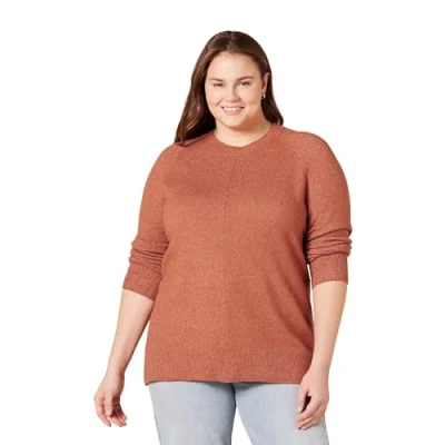 Image of Amazon Essentials Women&#039;s Classic Fit Soft Touch Long Sleeve Crewneck Jumper (Available in Plus Size), Caramel, 4XL
