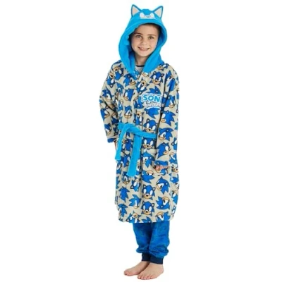 Image of Sonic The Hedgehog Boys Dressing Gown Robe Patterned (Sonic, Patterned, 5 6 Years)