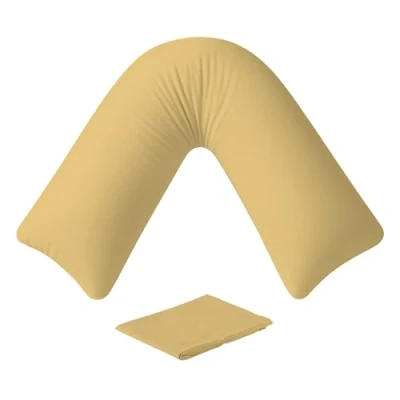 Image of EGYPTO Orthopaedic V Pillow with pillowcase Soft &amp; Breathable Anti Allergy Shaped Pillows for Neck Back Support Nursing, Pregnancy Post Surgery Triangle (Latte)