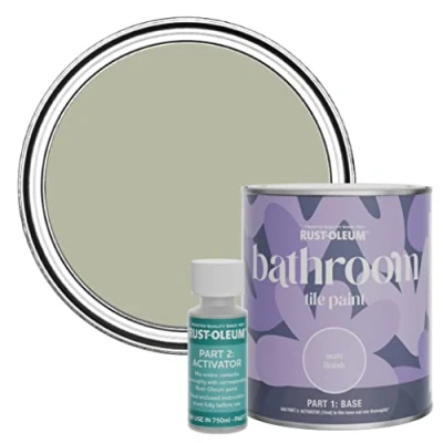 Image of Rust Oleum Brown Water Resistant Bathroom Tile Paint in Matt Finish Tanglewood 750ml