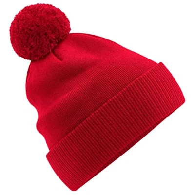 Image of Beechfield Organic Cotton Snowstar Beanie Stylish Ribbed Cuff Classic Red