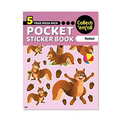 Image of Pocket Sticker Book (5 Pages) 64 MEGA Packs to Collect Coloured Stickers for Kids Woodland