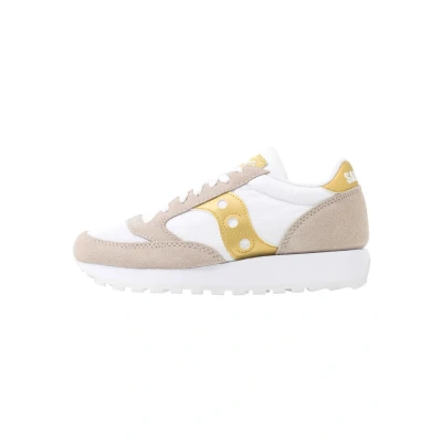 Image of Saucony JAZZ Original Vintage Trainers, Women&#039;s, Size: 3, White/gold Leather and textile