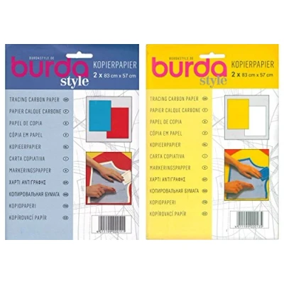 Image of Burda Double Pack Tracing Carbon Paper 1 x Blue Red + Yellow &amp; White 83x57cm, 2 Sheets