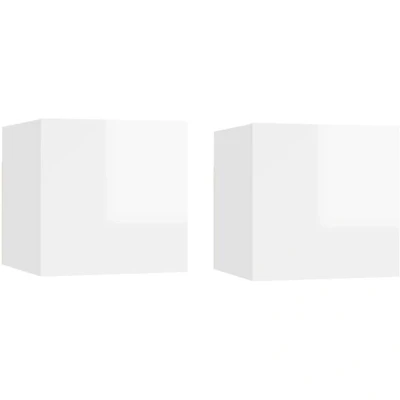 Image of vidaXL Bedside Cabinets 2 pcs High Gloss White 30.5x30x30 cm Engineered Wood