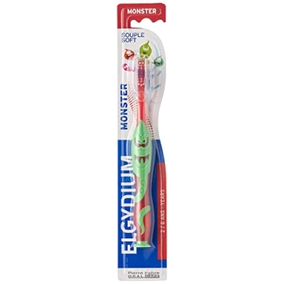 Image of Elgydium Monster Toothbrush 2 6 Years Supple Red and Green