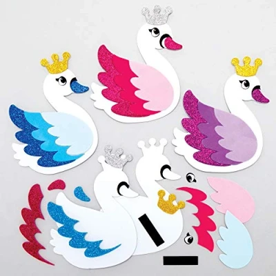Image of Baker Ross AX833 Swan Princess Fridge Magnet Kits Pack of 8, Make Your Own Magnets, Art For Children&#039;s Creativity, Small Gifts or Home Crafts
