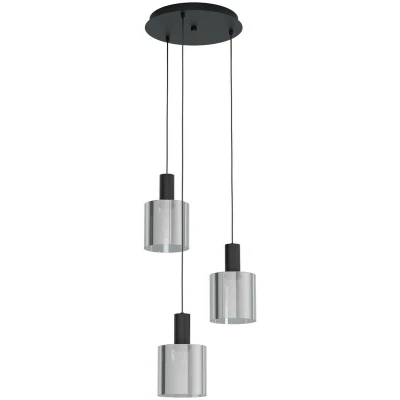 Image of EGLO Gorosiba hanging light, black, Ø 41 cm, steel/glass, 3 bulb.