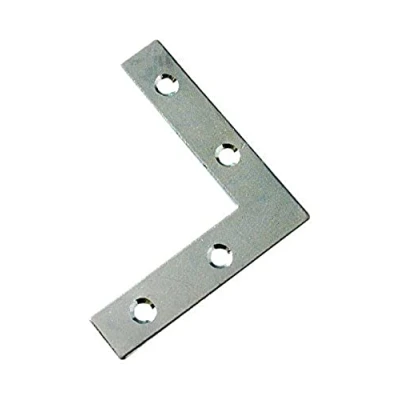 Image of Merriway BH03861 (5 Pcs) BZP Flat Corner Brace Plate Bracket, 63mm 2.1/2 inch Pack of 5 Pieces