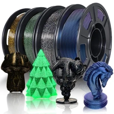 Image of YOUSU PLA Glitter 3D Printer Filament 1.75mm,Multicolor Mixed Printing Sample Pack, Fits Most FDM/FFF Printers,4 * 250g