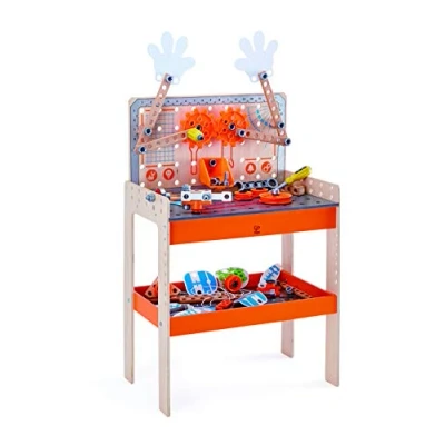 Image of Hape Deluxe Scientific Workbench Wooden Inventor’s Experiment Building Set, 79 Piece Workshop for Kids,49 x 30 77,5 cm