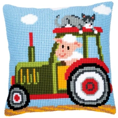Image of Vervaco Tractor 1 Cross Stitch Cushion, Multi Colour