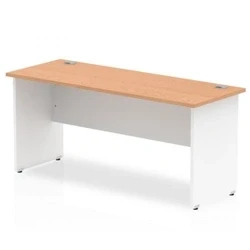 Image of Impulse Panel End 1600/600 Rectangle Desk Oak Top White TT000101