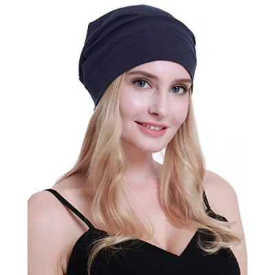 Image of osvyo Cotton Chemo Hats Soft Caps Cancer Headwear for Women Hair Loss Sealed Packaging, Royal Blue, One Size Fits All
