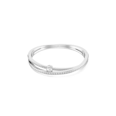 Image of Swarovski Hyperbola bangle, Mixed cuts, White, Rhodium plated