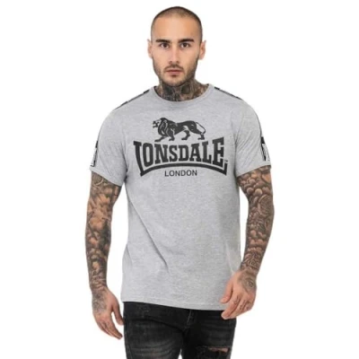 Image of Lonsdale Men&#039;s Stour T Shrit, Marl Grey/Black/White, L