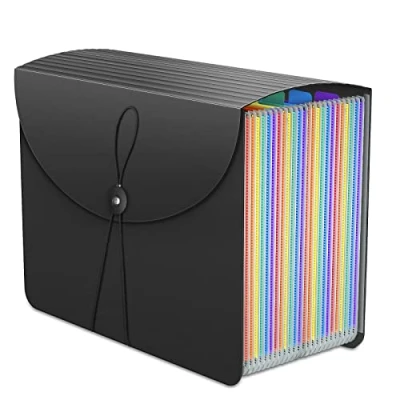 Image of Expanding File Organiser Box Files Folder,24 Pockets Document Filing Boxes,Document Folder,Fun Storage Concertina Folders for Paperwork A4,Expandable Paper Receipt and with Tab