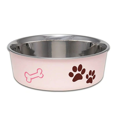 Image of Loving Pets Stainless Steel Bella Dog Bowl Non Slip Dishwasher Safe &amp; Bacteria Resistant Metallic Pet Dish Paparazzi Pink Medium (796 ml)
