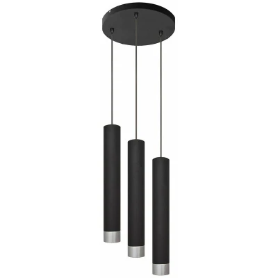 Image of Tuba Cluster Pendant Ceiling Light Black, Chrome 30cm