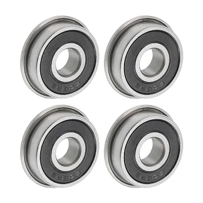 Image of uxcell F608 2RS Flanged Ball Bearing 8x22x7mm Double Sealed Chrome Steel Flange Bearings, 4pcs