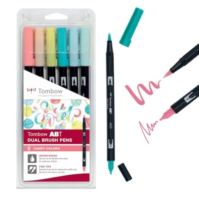 Image of Tombow ABT 6P 4 Dual Brush Pens Candy Colours (Pack of 6)
