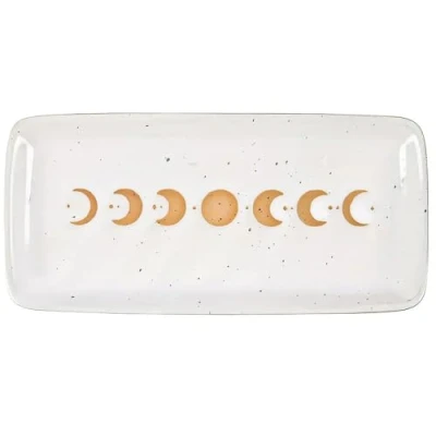 Image of Something Different Stunning Moon Phase Ceramic Trinket Tray Handmade Stoneware, White &amp; Cream, 17