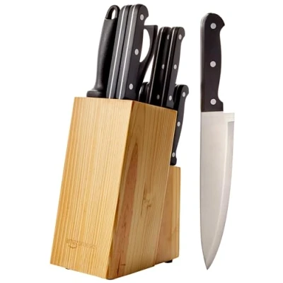Image of Amazon Basics 14 Piece Knife Set with Block, Black