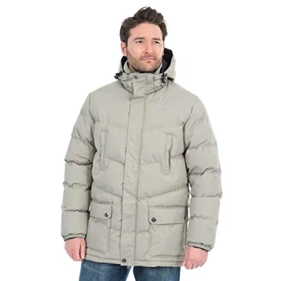 Image of Trespass Cumulus, Bamboo, XXS, Warm Padded Waterproof Winter Jacket with Removable Hood for Men, XX Small / 2X 2XS, Green