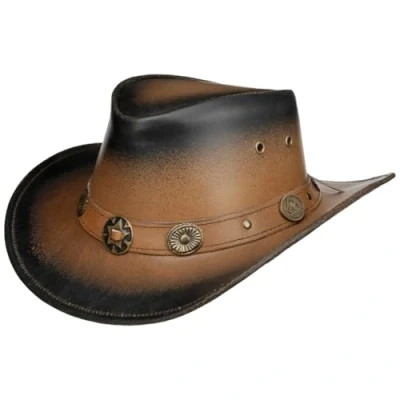 Image of Tombstone Leather hat men &#039;s cowboy (M/56 57 brown)
