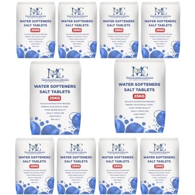 Image of MAC 25 Kg Salt Tablets Water Softener Food Grade Compatible to All Machines 100% Genuine British Tablet, Tablet of Premium (10 bags)
